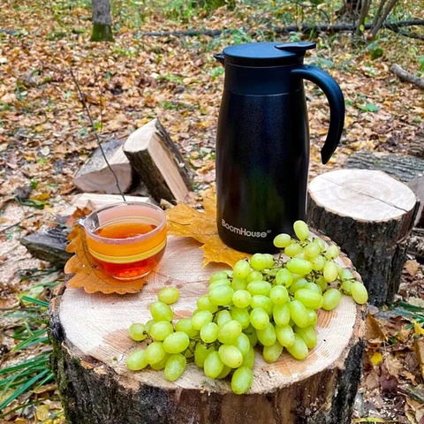 Чайник-термос 1 л, BOOMHOUSE (БУМХАУС) COFFEE BREAK, нержавеющая сталь SUS304, черный, ТЕРМОЧАЙНИК, 700328