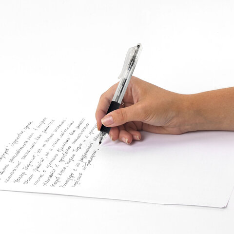 Ручка гелевая автоматическая BRAUBERG "X-WRITER 1700" УВЕЛИЧЕННАЯ ДЛИНА ПИСЬМА 1700 м, ЧЁРНАЯ, игольчатый узел 0,5 мм, линия 0,35 мм, 144472