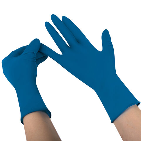 Перчатки латексные смотровые 25 пар (50 шт.), размер M (средний), синие, SAFE&CARE High Risk DL/TL210