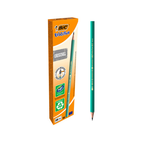 Карандаш чернографитный BIC, 1 шт., "Evolution", HB, корпус зеленый, 8803112