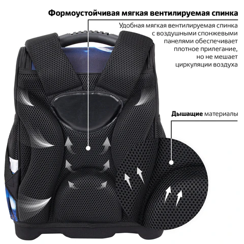 Ранец ЮНЛАНДИЯ WISE, 1 отделение, 3 кармана, устойчивое дно, Space driver, 37х29х15 см, 273163