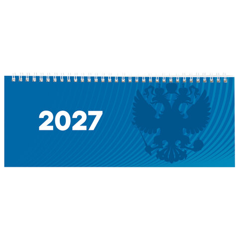 Планинг датированный 2027 285х112 мм, STAFF, гребень, картонная обложка, 64 листа, "Символика РФ", 117853