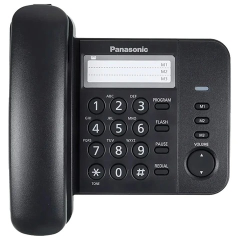 Телефон PANASONIC KX-TS2352RUB, черный, память 3 номера, повторный набор, тональный / импульсный режим, индикатор вызова