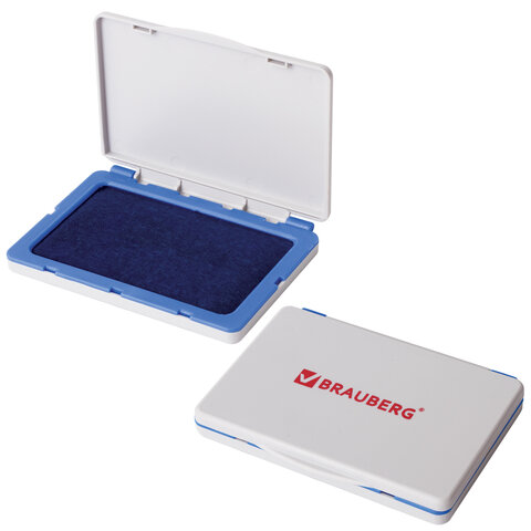 Штемпельная подушка BRAUBERG, 120х90 мм (рабочая поверхность 105х65 мм), синяя краска, 236866