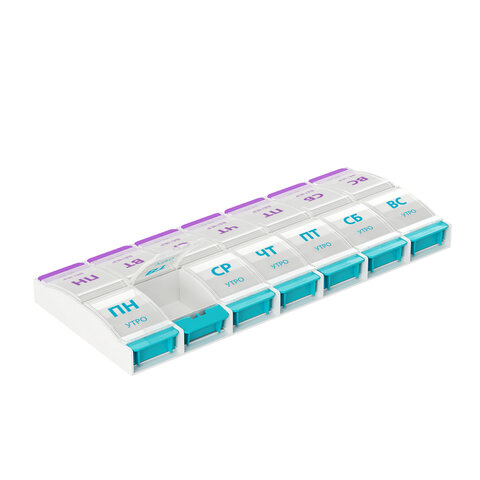 ТАБЛЕТНИЦА/Контейнер-органайзер для лекарств и витаминов "7 дней/2 приема MAXI", DASWERK (ДАСВЕРК), 631025