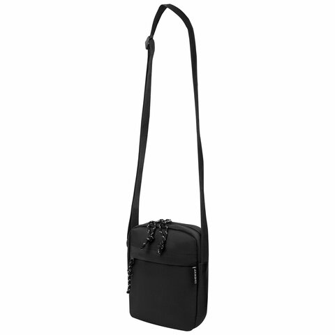 Сумка на плечо HEIKKI COMPACT (ХЕЙКИ), два кармана, черная, 19х14х5 см, 272631