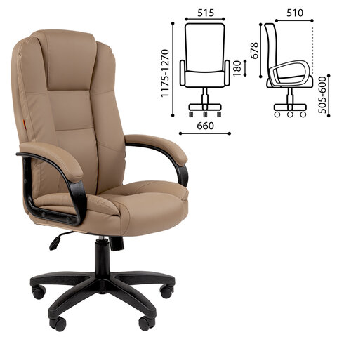 Кресло офисное Chairman CH 600 LT, экокожа, бежевое, 7158660