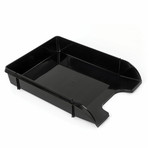 Лоток горизонтальный для бумаг BRAUBERG "Classic", 330х255х62 мм, черный, 237285