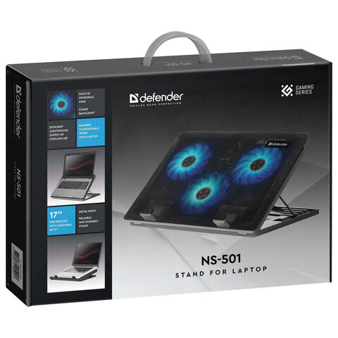 Подставка для ноутбука DEFENDER NS-501, 15,6-17", 2 USB, 3 вентилятора, 29501