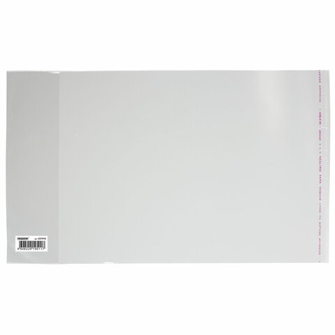 Обложка ПП со штрихкодом для тетрадей и дневников, КЛЕЙКИЙ КРАЙ, 70 мкм, 215х360 мм, универсальная, прозрачная, ПИФАГОР, 227410
