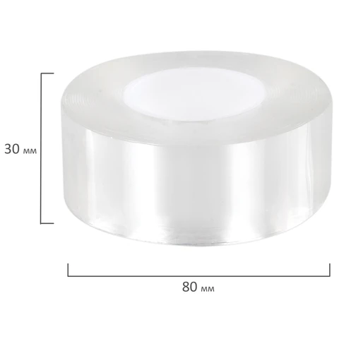 Многоразовая двухсторонняя прозрачная крепежная лента, скотч NANO tape, 5 м x 3 см, толщина 1 мм, WBZ (ВБЗ), 700426
