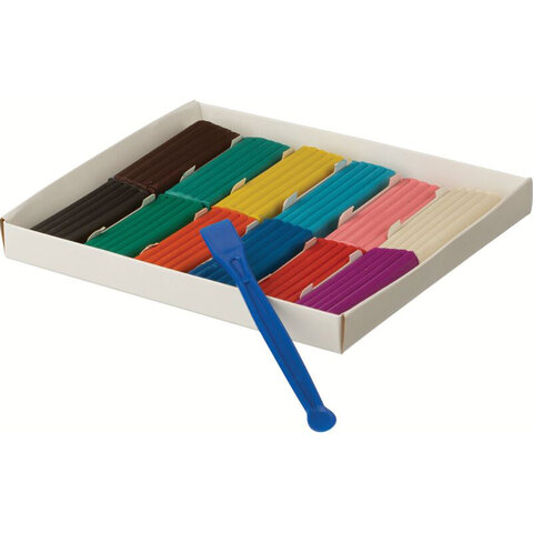 Пластилин классический ГАММА "Мультики", 12 цветов, 240 г, со стеком, картонная упаковка, 280018/281018