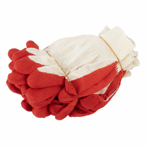 Перчатки хлопчатобумажные износостойкие ОДИНАРНЫЙ облив, 13 класс, КОМПЛЕКТ 100 ПАР, LAIMA ЛЮКС, 608672