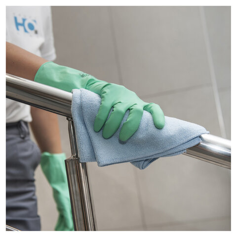 Перчатки латексные КЩС, сверхпрочные, плотные, хлопковое напыление, размер 8,5-9, L (большой), зеленые, HQ Profiline, 73586