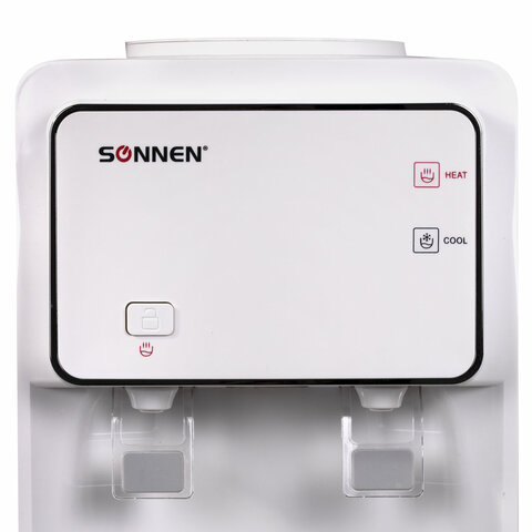 Кулер для воды SONNEN FSE-02i, напольный, НАГРЕВ/ОХЛАЖДЕНИЕ ЭЛЕКТРОННОЕ, шкаф, 2 крана, белый, 455742