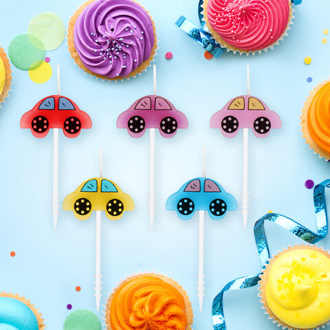 Свечи фигурные для торта на шпажках "Машинки", 5 шт., 2х3 см, ЗОЛОТАЯ СКАЗКА, 591464