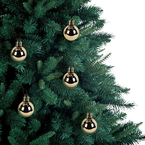 Шары ёлочные 32 шт., 2,5 см, "Tender Shine", пластик, золотистые, глянец, ЗОЛОТАЯ СКАЗКА, 592502