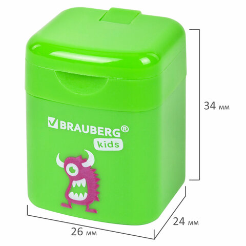Точилка BRAUBERG KIDS "Монстрик", с контейнером, корпус ассорти, 271946