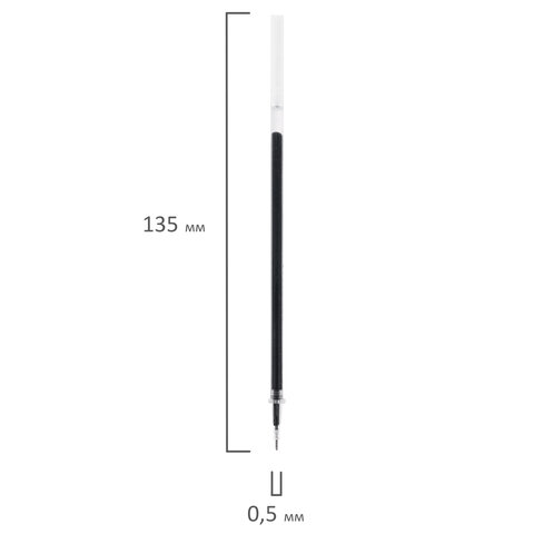 Стержень гелевый STAFF "Basic" GPR-229, 135 мм, ЧЕРНЫЙ, игольчатый узел 0,5 мм, линия 0,35 мм, 170229