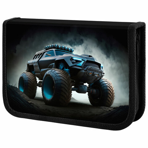 Пенал ЮНЛАНДИЯ, 1 отделение, картон с эффектом soft-touch, 19х11 см, "Space driver", 273494