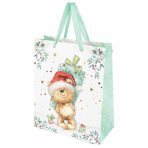 Пакет подарочный (1 штука) новогодний 26x13x32 см, "3D Large", ассорти, ЗОЛОТАЯ СКАЗКА, 592119