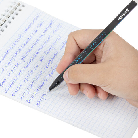 Ручка стираемая гелевая с принтом FUNSTER (ФАНСТЕР) "BLACK CAT", СИНЯЯ, корпус ассорти, игольчатый наконечник 0,5 мм, линия 0,35 мм, 144415