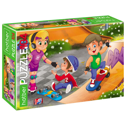 Пазл картонный 104 элемента АССОРТИ, 220х320 мм, HATBER