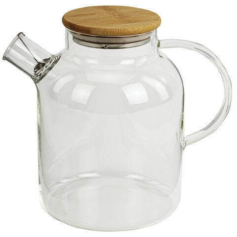 Чайник заварочный 1500 мл "Бочонок", жаропрочное стекло, спиральное сито, DASWERK (ДАСВЕРК), 608645