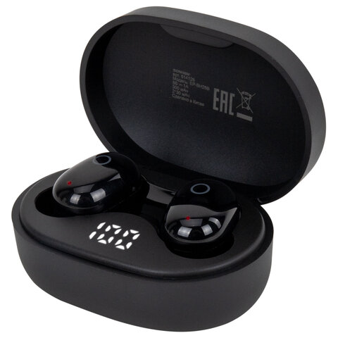 Наушники беспроводные TWS внутриканальные с микрофоном, SONNEN EP-BH25B, Bluetooth 5.3, черные, 514125