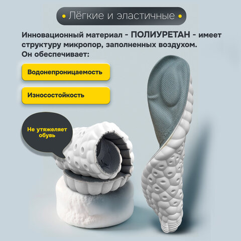 Стельки для обуви АНАТОМИЧЕСКИЕ С СУПИНАТОРОМ, материал PU PRO, размер RU 39-44 / EU 40-45, с линиями выреза, SHEGRA (ШЕГРА), 700739