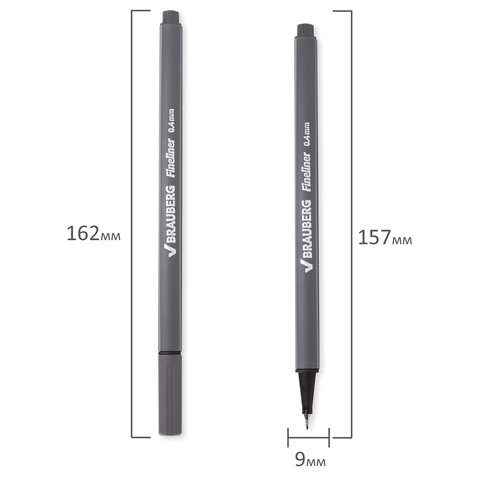 Ручка капиллярная (линер) BRAUBERG "Aero", СЕРАЯ, трехгранная, металлический наконечник, линия письма 0,4 мм, 142258