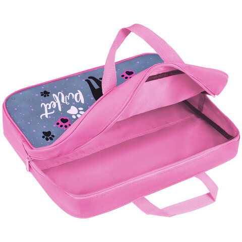 Папка на молнии с ручками BRAUBERG А4, 1 отделение, полиэстер, 80 мм, "Elegant cat", 271481