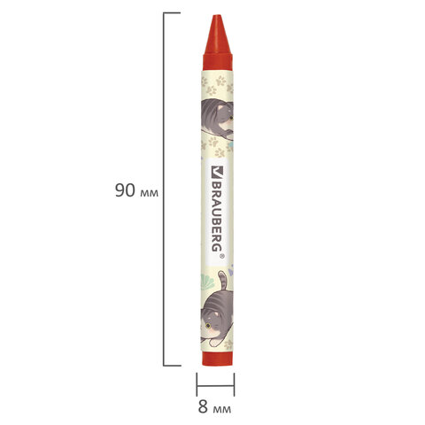 Восковые мелки BRAUBERG "МИЛЫЕ КОТЫ", НАБОР 12 цветов, 273229