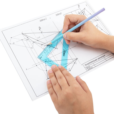 Треугольник пластиковый 30*13 см ПИФАГОР, тонированный, прозрачный, 210846