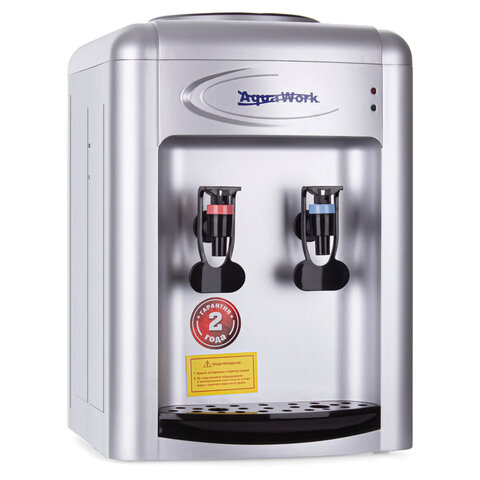 Кулер для воды AQUA WORK 0.7-TDR, настольный, НАГРЕВ/ЭЛЕКТРОННОЕ ОХЛАЖДЕНИЕ, 2 крана, серебро, 24762