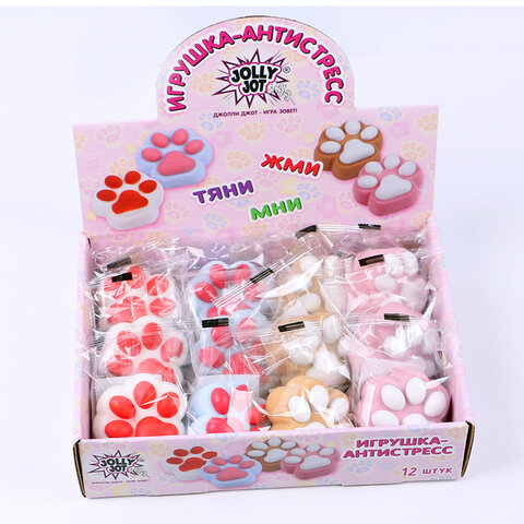 Игрушка-антистресс "КОШАЧЬЯ ЛАПКА", 6х6 см, ассорти 4 цвета, JOLLY JOT (ДЖОЛЛИ ДЖОТ), 665805