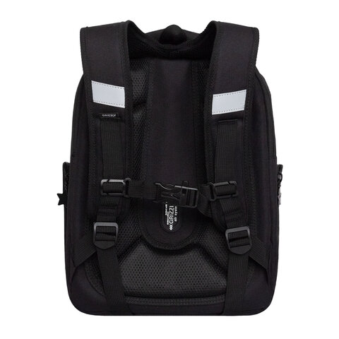 Ранец GRIZZLY анатомическая спинка, с брелоком, для девочек, "STARS", 36х29х18 см, RAf-592-4/3