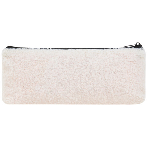 Пенал ЮНЛАНДИЯ, 1 отделение, плюш, "Smiley face", белый, 22х8x3 см, 272269