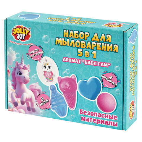 Мыло, набор для мыловарения 5 в 1, 2 мыла, 1 мыло-картинка, 2 бомбочки, JOLLY JOT (ДЖОЛЛИ ДЖОТ), 665985