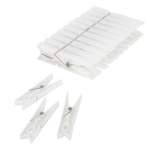 Прищепки бельевые 7,8 см, КОМПЛЕКТ 10 штук, пластик, белые, PRIMILA (ПРИМИЛА) ORIGINAL, 700512