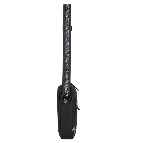 Сумка на плечо BRAUBERG COMPACT с карманом, черная с принтом, 23х17х5 см, 271686