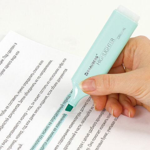 Текстовыделитель BRAUBERG "ORIGINAL PASTEL", БИРЮЗОВЫЙ, линия 1-5 мм, 151694