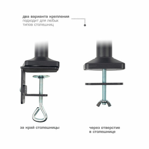 Кронштейн для 2 мониторов настольный KROMAX OFFICE-3, VESA 75/100, 15"-34", до 2х6 кг, 7 степеней свободы, 20032