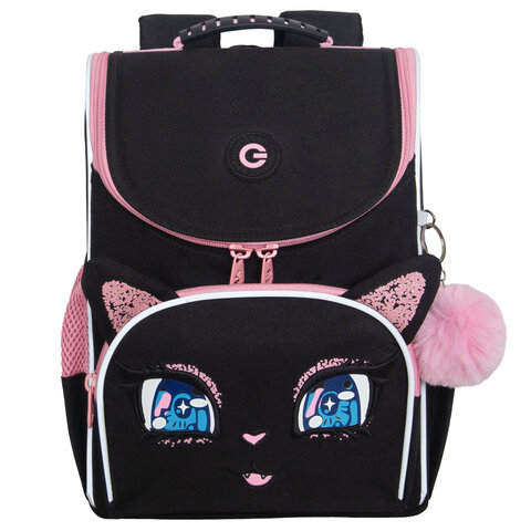 Ранец GRIZZLY анатомическая спинка, с мешком для обуви, для девочек, "SPARKLING EYES", 33х25х13 см, RAm-584-4/1