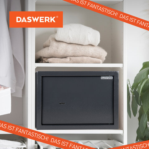 Сейф мебельный DASWERK (ДАСВЕРК) SC-250KL (250х350х250 мм), ключевой замок, графит, 291342