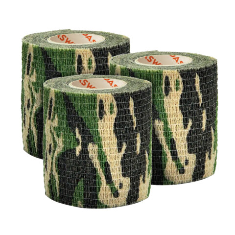 Камуфляжные ленты защитные эластичные маскировочные когезивные, 4,5 м х 5 см, 3 рулона, DASWERK (ДАСВЕРК), 680038