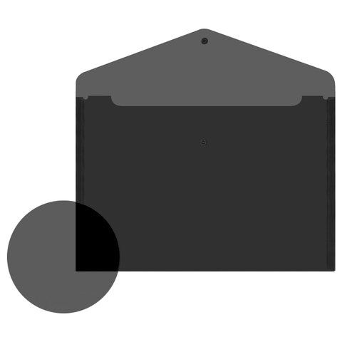 Папка-конверт с кнопкой прозрачная А4, BRAUBERG "UNIVERSAL", до 100 листов, черная, 0,15 мм, 273072