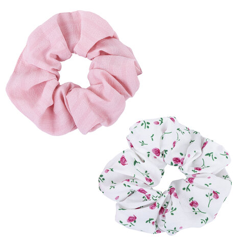 Резинки для волос НАБОР 2 шт., 4х20 см, скранч, розовый, белый, MONTE VITA (МОНТЕ ВИТА), 457073