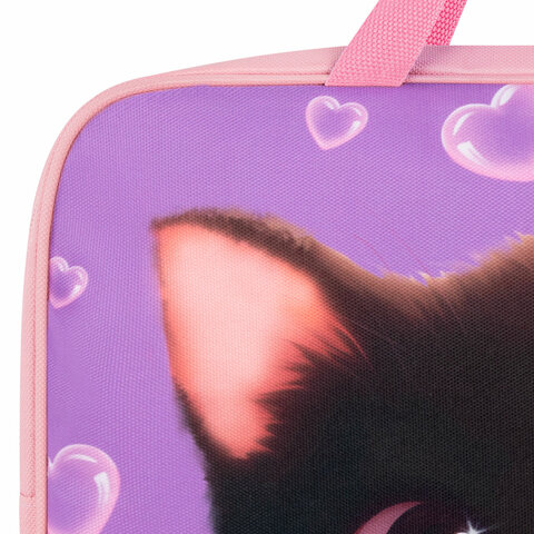 Папка на молнии с ручками BRAUBERG А4, 1 отделение, полиэстер, 80 мм, "Paw prints", 273300