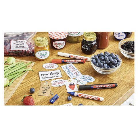 Маркер перманентный (нестираемый) EDDING "300", КРАСНЫЙ, круглый наконечник, 1,5-3 мм, E-300/2